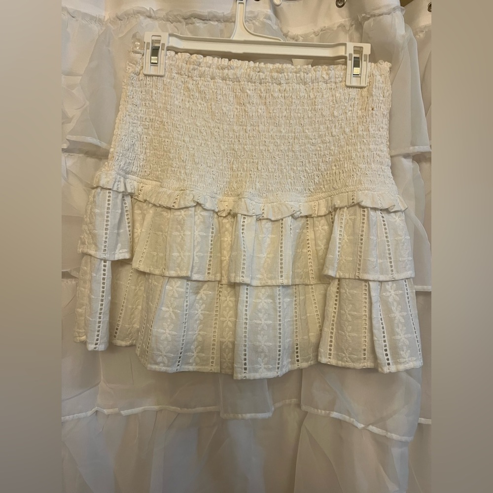White Smocked Mini Skirt